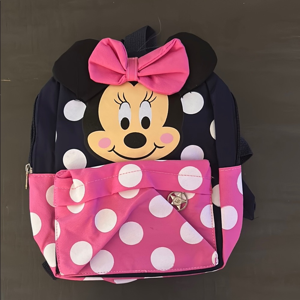 Kids Minnie Mouse Polka Dot Backpack - Pink and Black